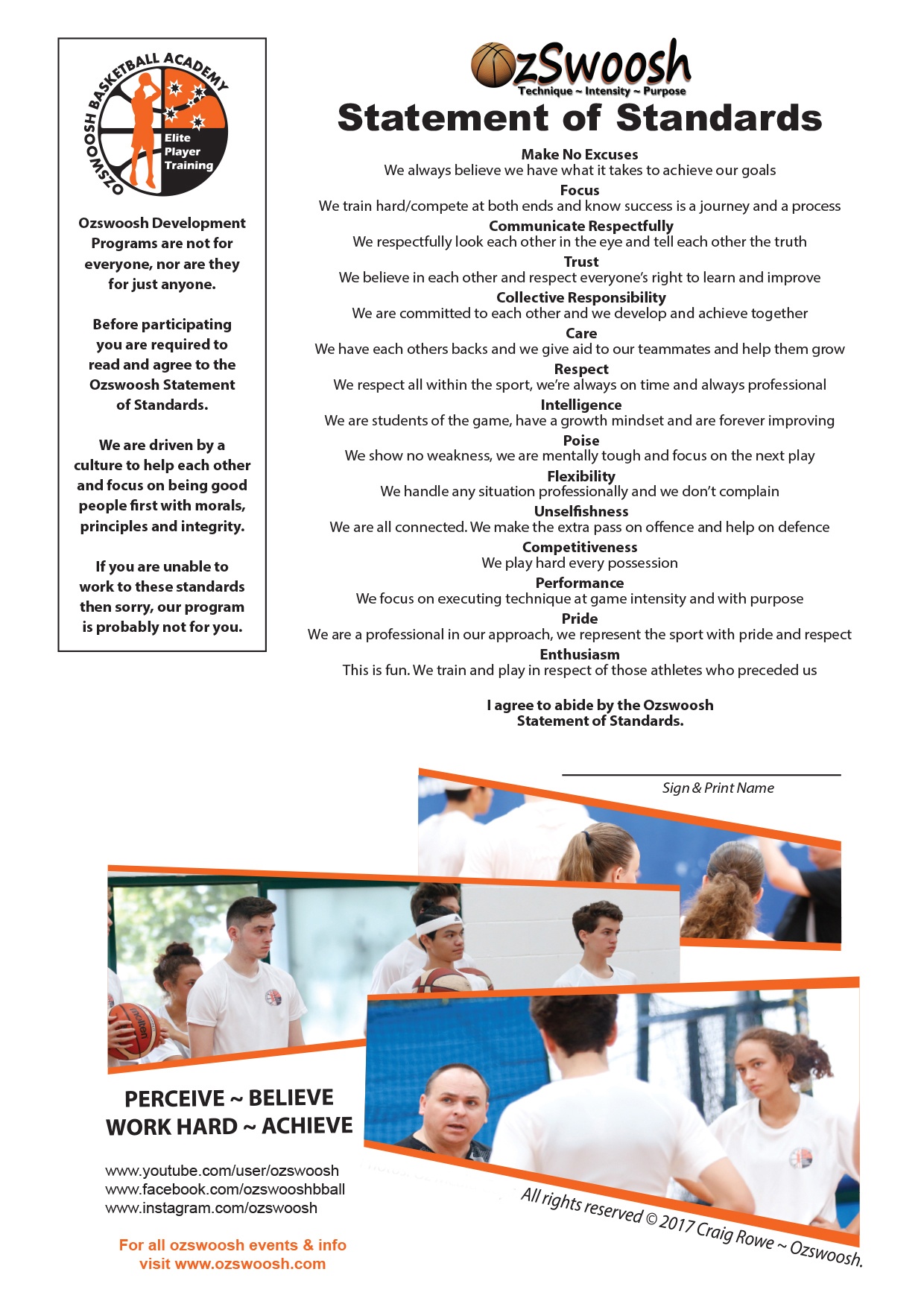 Team Standards in Basketball and Business Ozswoosh