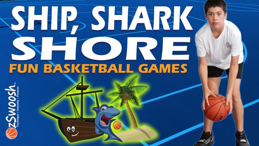 Fun Basketball Drill For Kids - Ship Shark Shore (Dribbling Game)