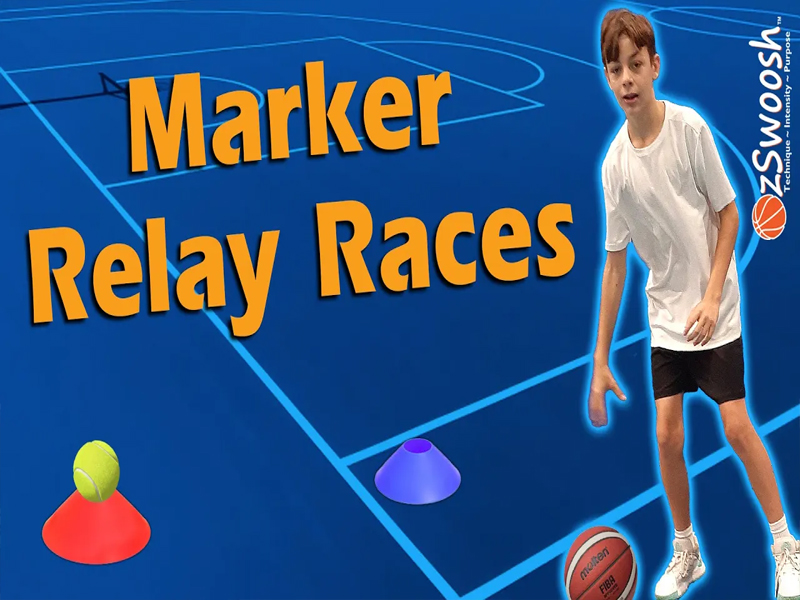 Marker Relay Youth Basketball Dribbling Drill
